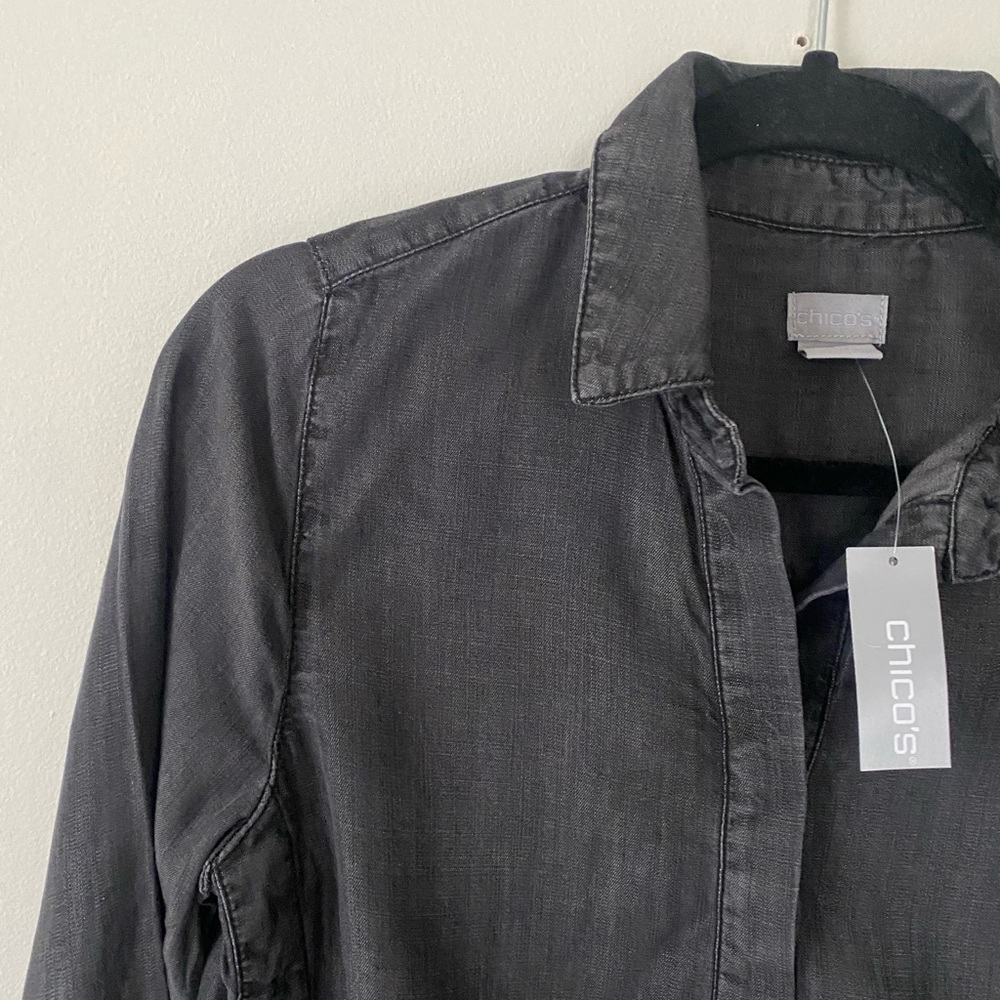 NWT Chico’s Grey Button Long Sleeve Shirt